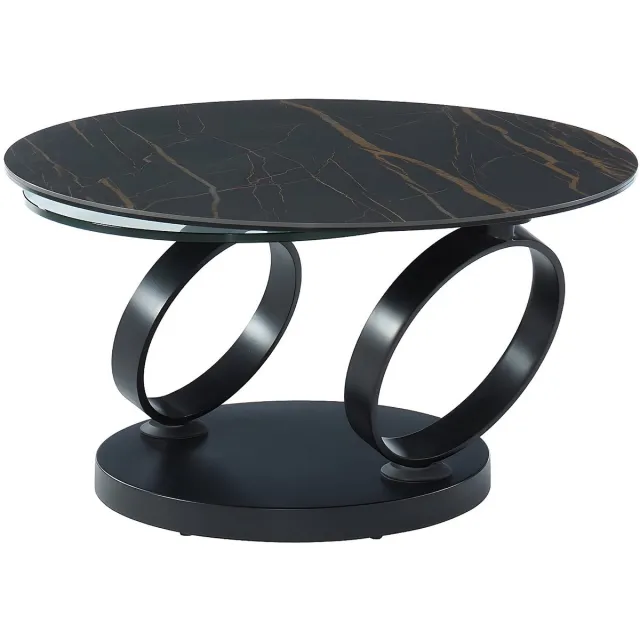 Vente-unique Moduleerbare design-salontafel van gehard glas en keramiek JOLINE Transparant, Zwart
