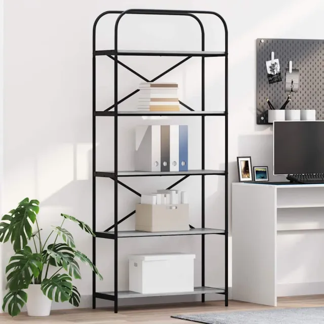 vidaXL Boekenkast 5-laags 80 x 30 x 183 cm Bewerkt hout Grijs Sonoma
