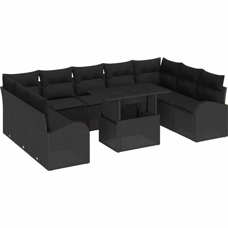 vidaXL Tuin Sofa Set 10 st Zwart Poly riet
