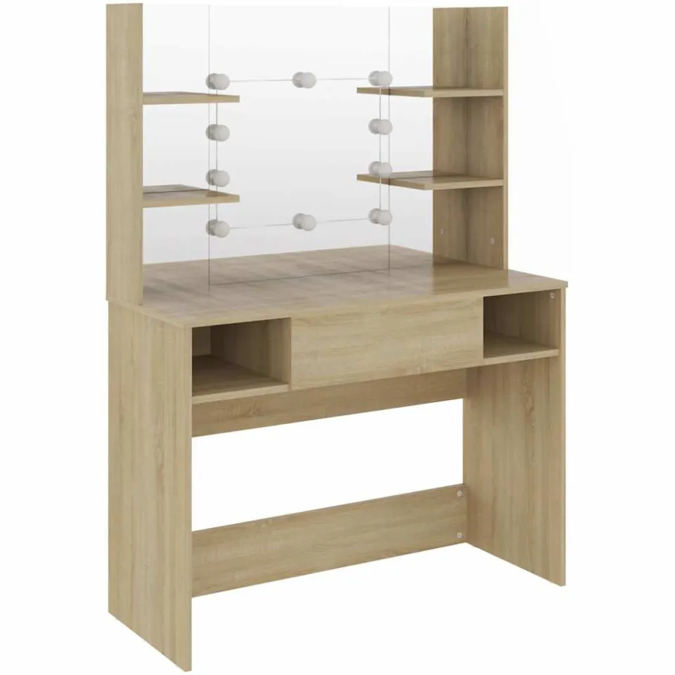 vidaXL Kaptafel met LED-verlichting 100x40x135 cm MDF eikenkleurig, foto 3
