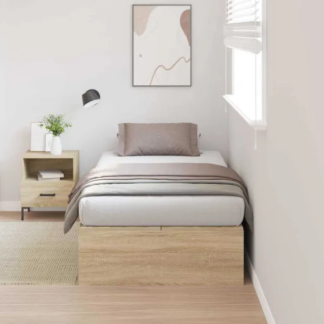 vidaXL Opbergbedframe met opslag Sonoma Eiken 80 x 200 cm Bewerkt hout Bruin