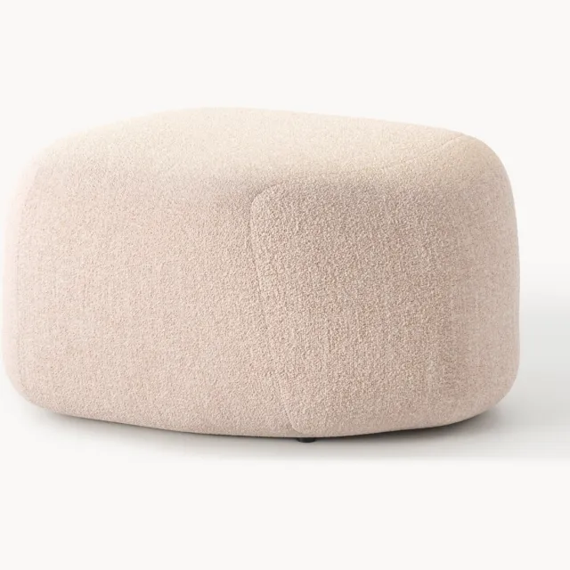 Westwing Collection Ovale bouclé poef Wolke Roze