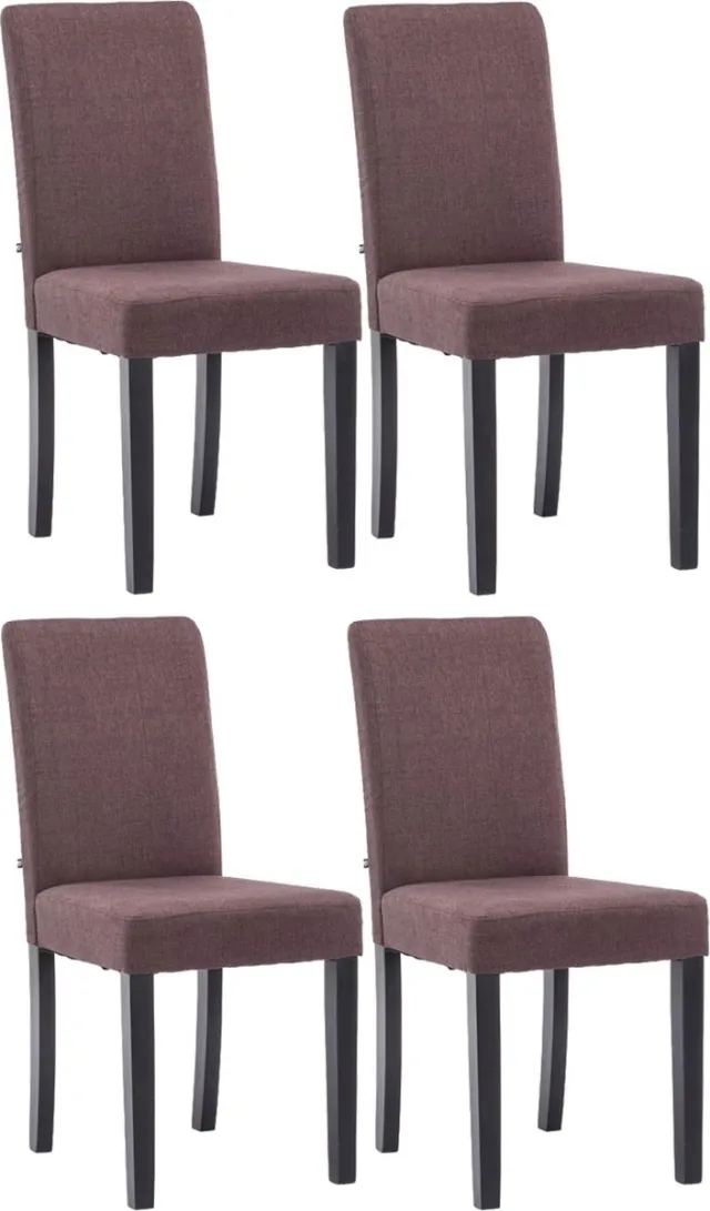 CLP Ina Set van 4 Eetkamerstoelen - Zonder armleuning - Hout - Stof - bruin zwart