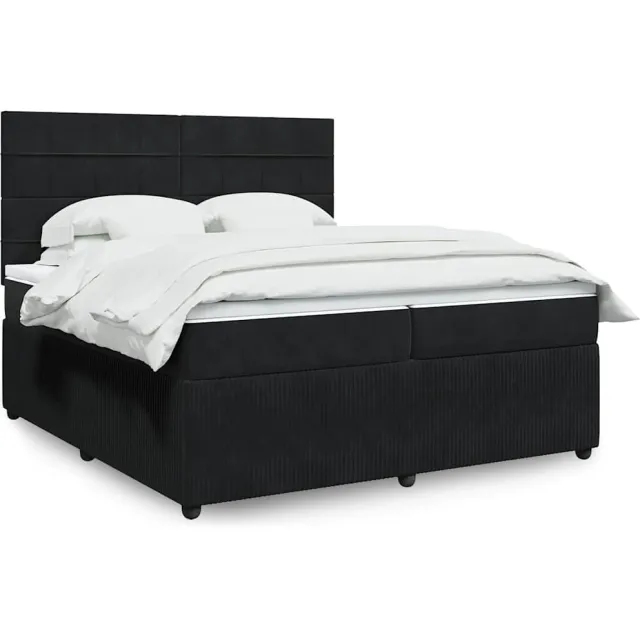 vidaXL Boxspring met matras fluweel zwart 200x200 cm