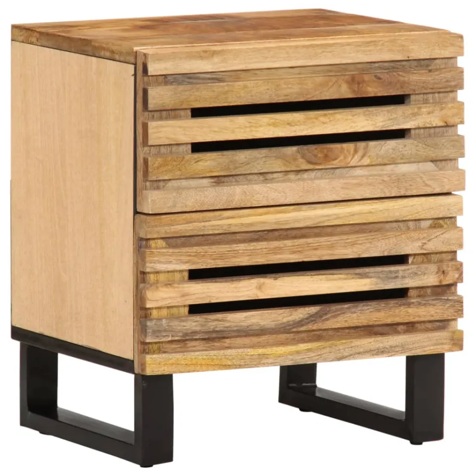 vidaXL Nachtkastje 40x34x46 cm massief ruw mangohout bruin, foto 3