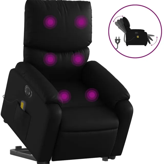 vidaXL Sta-op-massagestoel - elektrisch - kunstleer - zwart