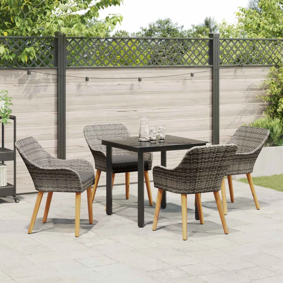 vidaXL Tuin eettafelset 5 st Grijs poly rattan, foto 3