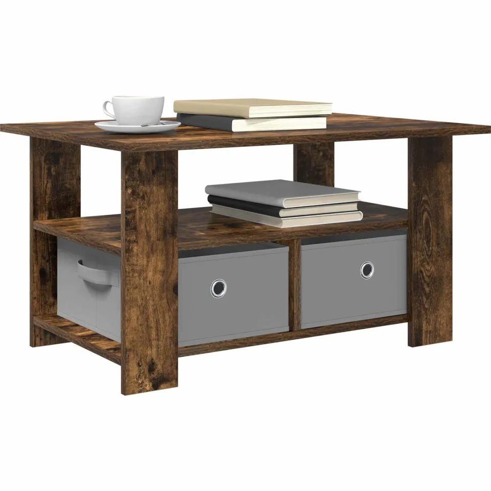 vidaXL Salontafel Gerookt eiken 77 x 55 x 42 cm Bewerkt hout Bruin