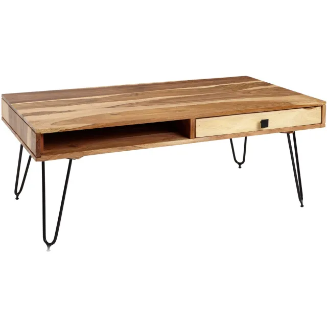 Cosmo Casa Salontafel - Massief acaciahout - IJzeren onderstel - 60 x 110 x 40 cm bruin