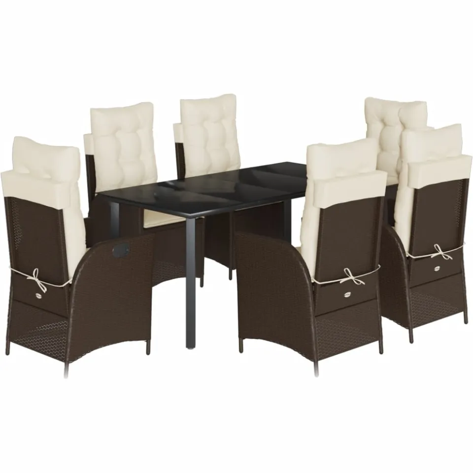 vidaXL 7-delige Tuinset met kussens poly rattan bruin, foto 3