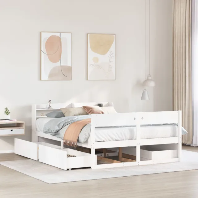 vidaXL Bedframe zonder matras massief grenenhout wit 160x200 cm