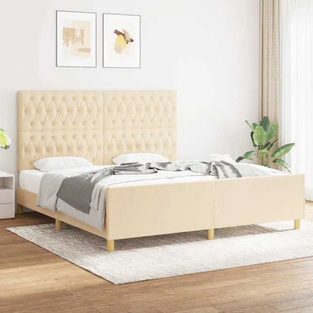 vidaXL Bedframe zonder matras stof crèmekleurig 180x200 cm