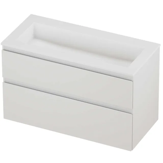 Proline Aristo Badmeubelset Polystone Elegant Zonder Kraangat 100x46x62 cm Mat White Glans Wit