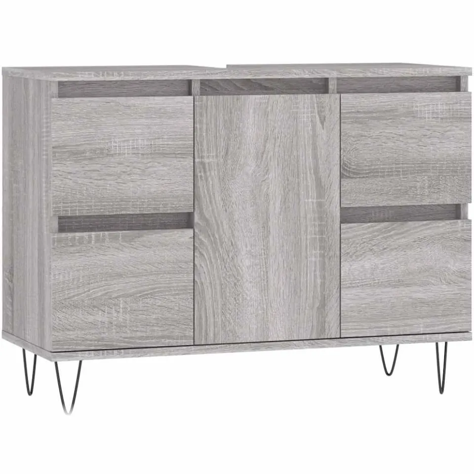 vidaXL Badkamerkast 80x33x60 cm bewerkt hout grijs sonoma eikenkleurig, foto 3