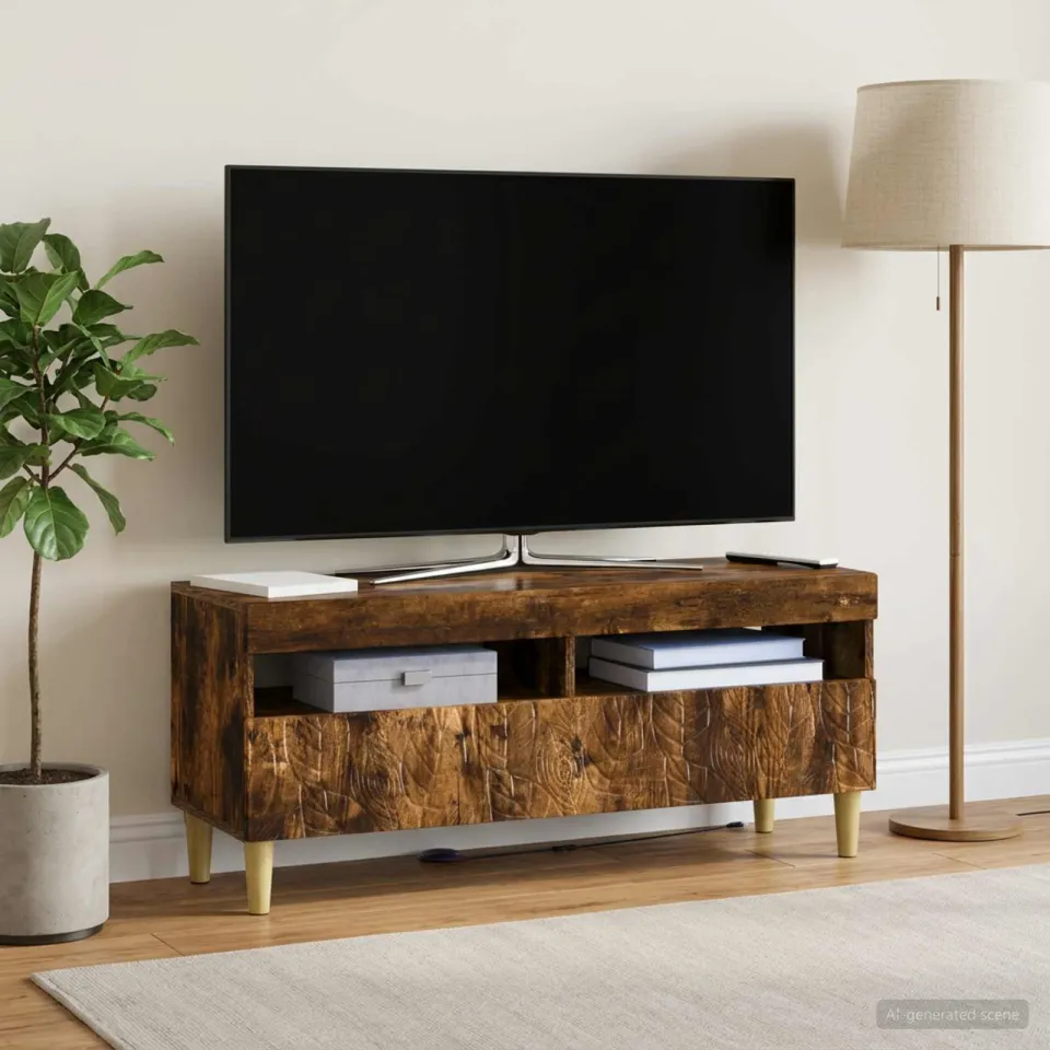vidaXL LED tv-meubel Gerookt eiken Bewerkt hout, foto 4