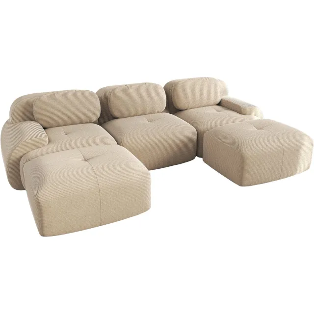 MEUBLE COSY 3-Zitsbank - Modulair met 2 Chaise longue Frame-loos U-Vorm - Beige