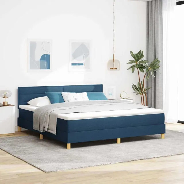 vidaXL LED Box Spring Bed met hoofdeinde Blauw 180 x 200 cm Stof