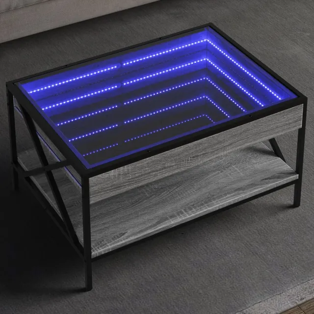 vidaXL Salontafel met Infinity LED 70x50x38 cm grijs sonoma eikenkleur, foto 2