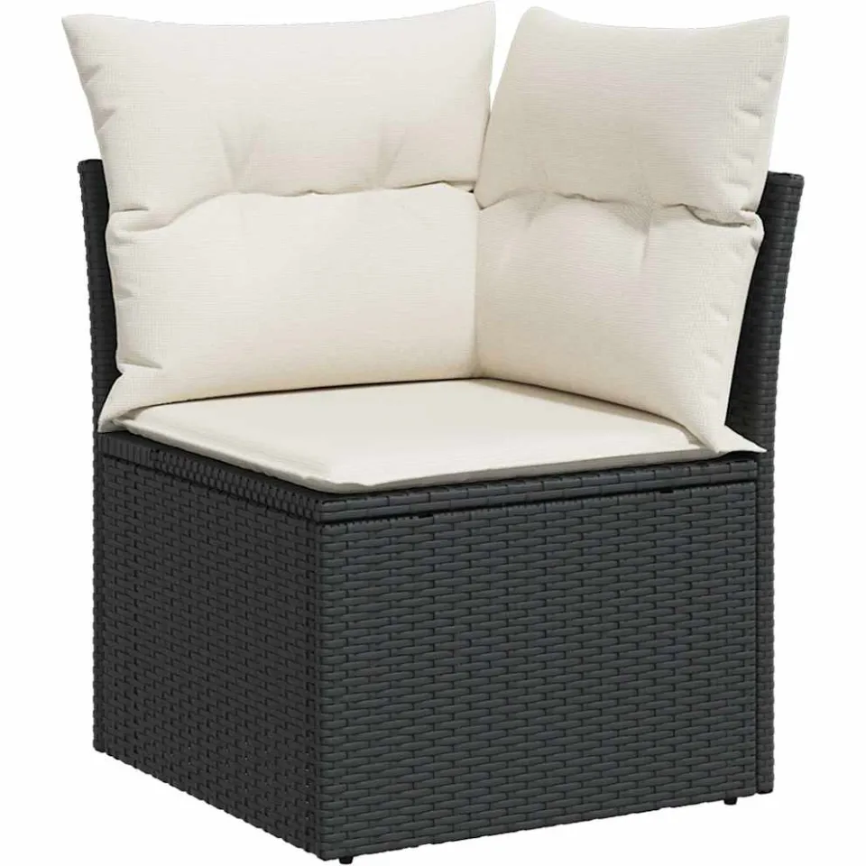 vidaXL 6-delige Loungeset met kussens poly rattan zwart, foto 4
