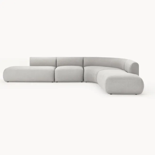 Westwing Collection XL modulaire hoekbank Sofia van bouclé Grijs