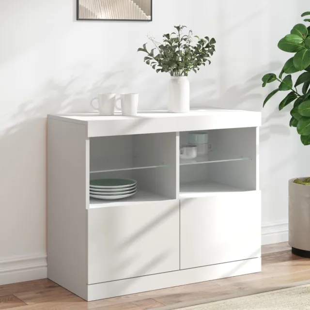 vidaXL Dressoir met LED-verlichting 81x37x67 cm wit