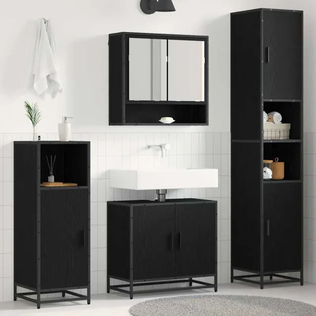 vidaXL Badkamermeubelset 4 st Zwart Eiken 35 x 37,5 x 188,5 cm, foto 2