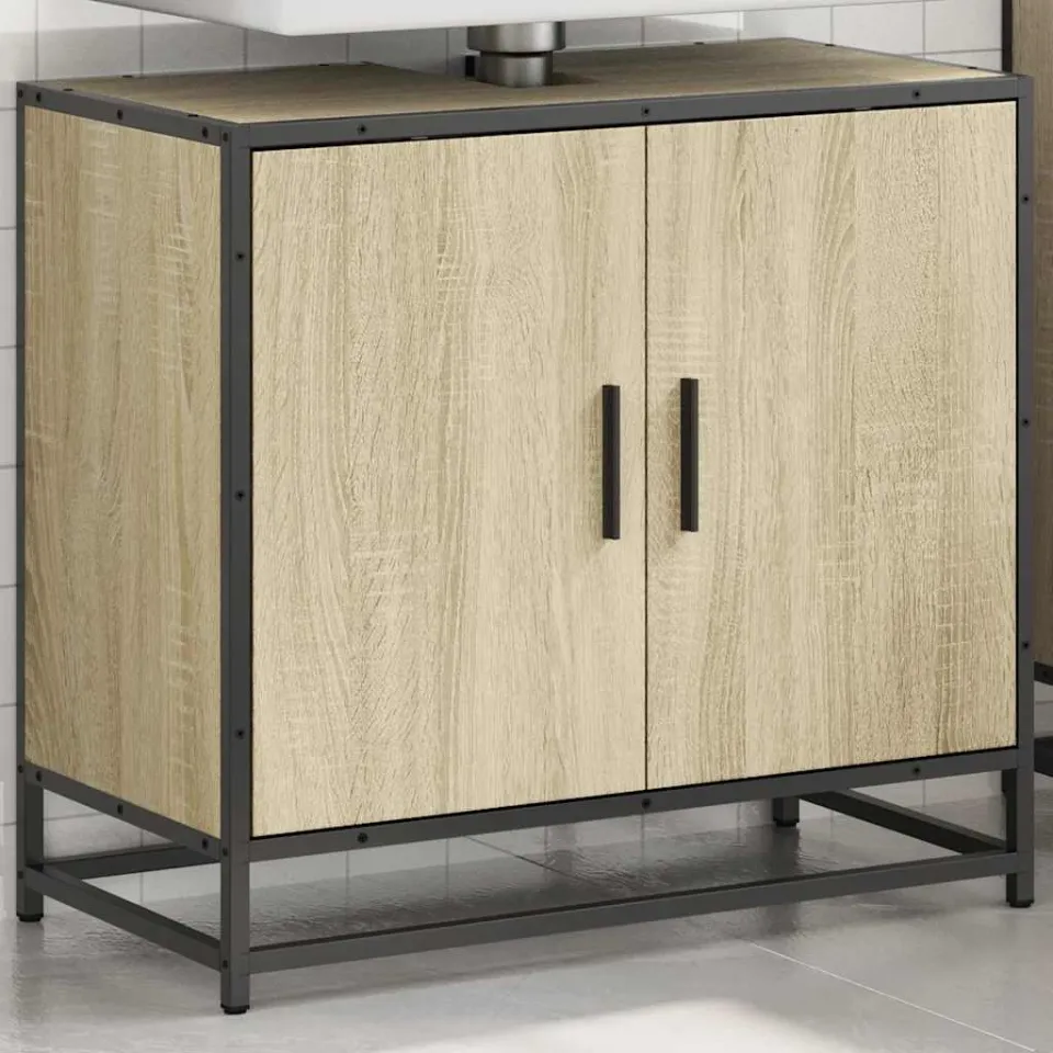 vidaXL Wastafelkast Sonoma eiken 65x33x60 cm bewerkt hout, foto 3