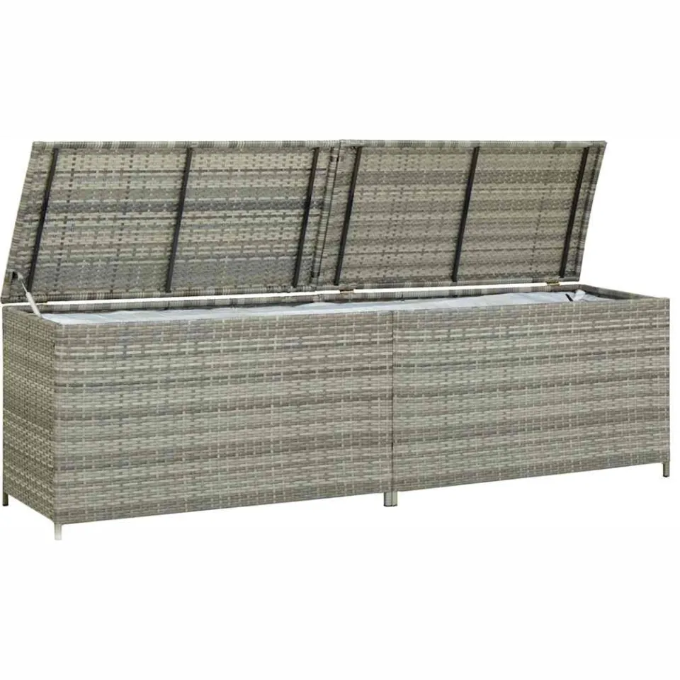 vidaXL Tuinbox 200x50x60 cm poly rattan grijs, foto 4