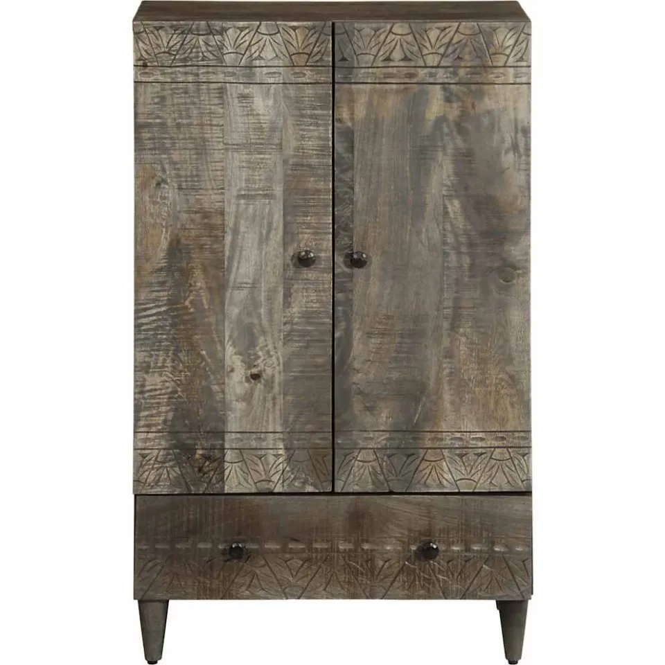 vidaXL Hoge kast 60x33x100 cm massief mangohout bruin, foto 3