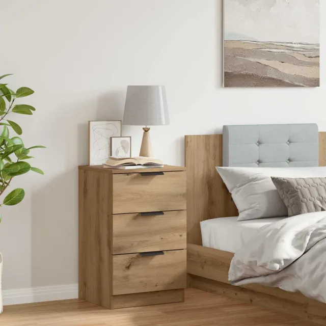 vidaXL Nachtkastje 40x36x65 cm bewerkt hout artisanaal eikenkleurig, foto 2