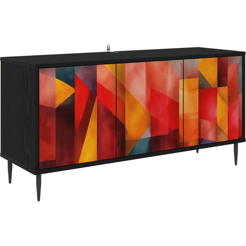 vidaXL Tv-meubel HEESCH 102 x 33 x 51 cm Zwart eiken Bewerkt hout, foto 3
