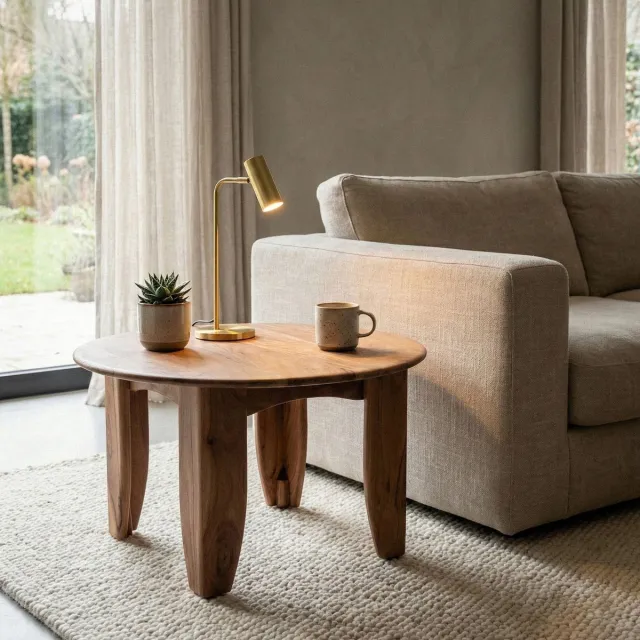 Wohnling Salontafel acaciahout rond 60 cm - WL7.598 Zie omschrijving