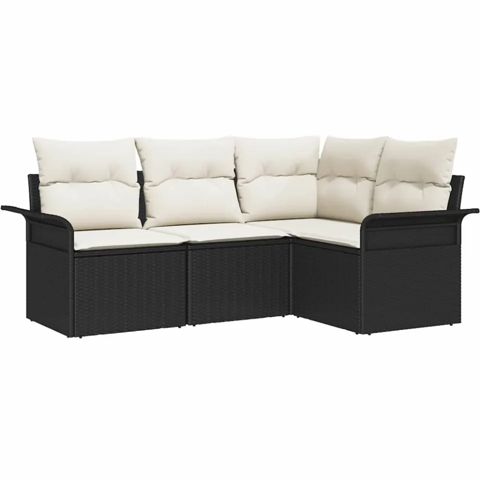 vidaXL Tuin Sofa Set 4 st Zwart poly rattan