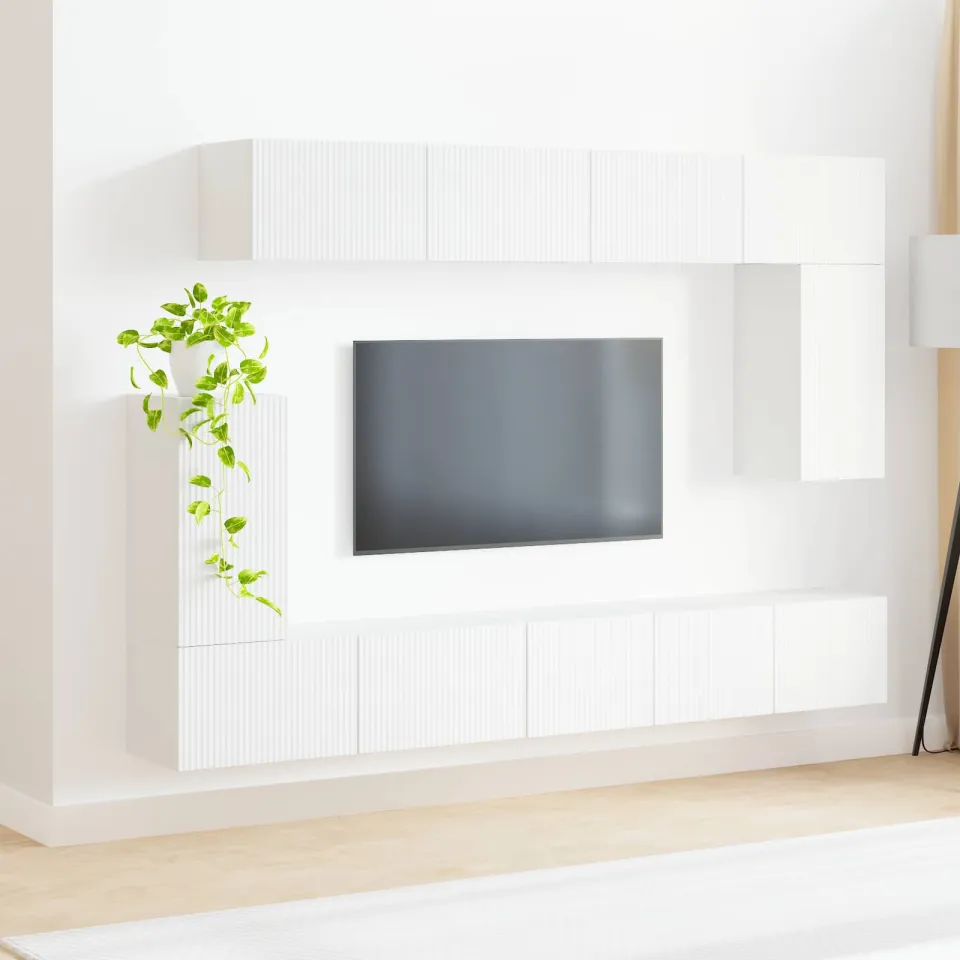 vidaXL Tv-meubelset 5 st Wit Bewerkt hout, foto 4