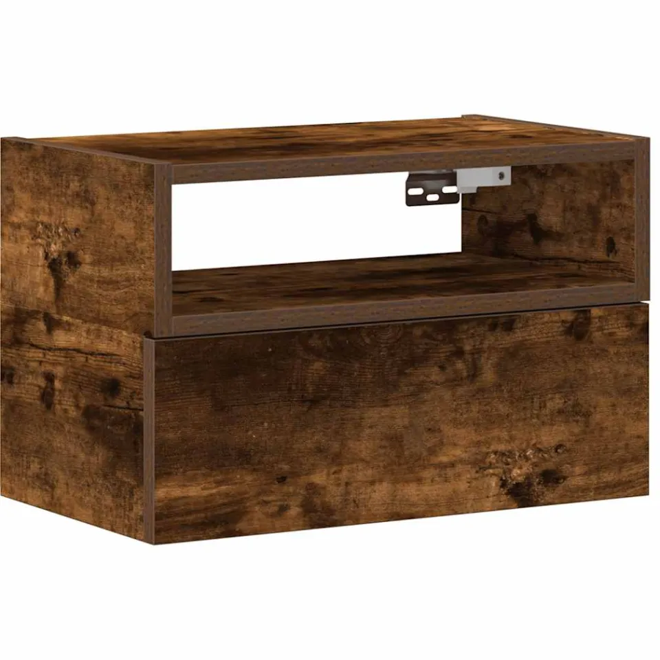 vidaXL Nachtkastje wandgemonteerd 45x26x28,5 cm gerookt eikenkleurig, foto 3