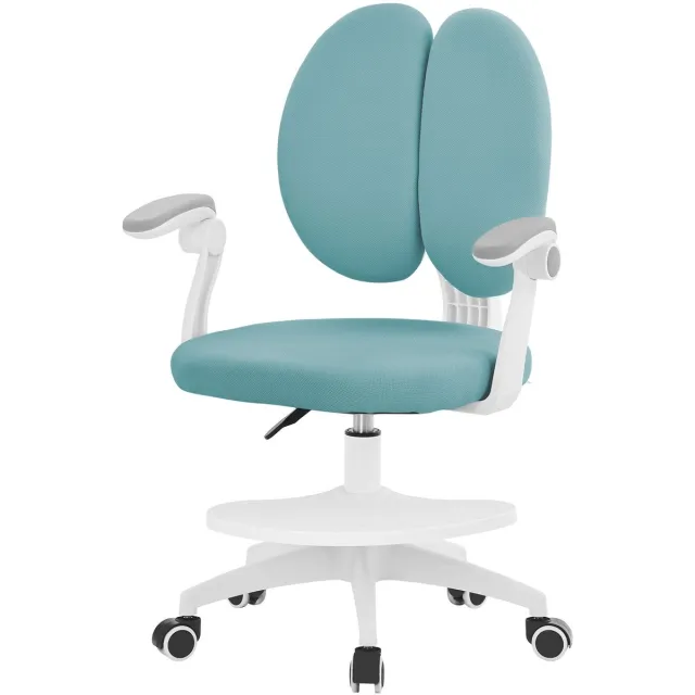 ml-design ECD Germany Bureaustoel voor kinderen, ergonomische kinderstoel serie petrol 360 graden draaibare zitting hoogteverstelbaar 95-107 cm met rugleuning armleuningen en voetensteun ademende stoffering met verstelbare zitdiepte comfortabel voor schoolwerk