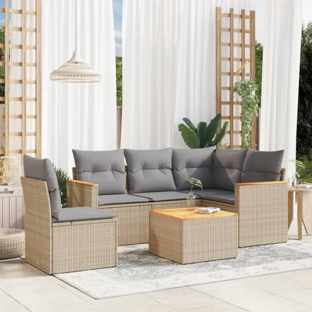 vidaXL Patio Sofa Set 6-zits Beige and Grey, foto 2