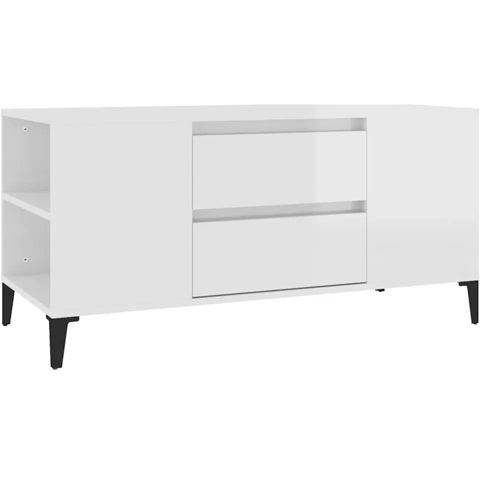 vidaXL Tv-meubel 102x44,5x50 cm bewerkt hout hoogglans wit