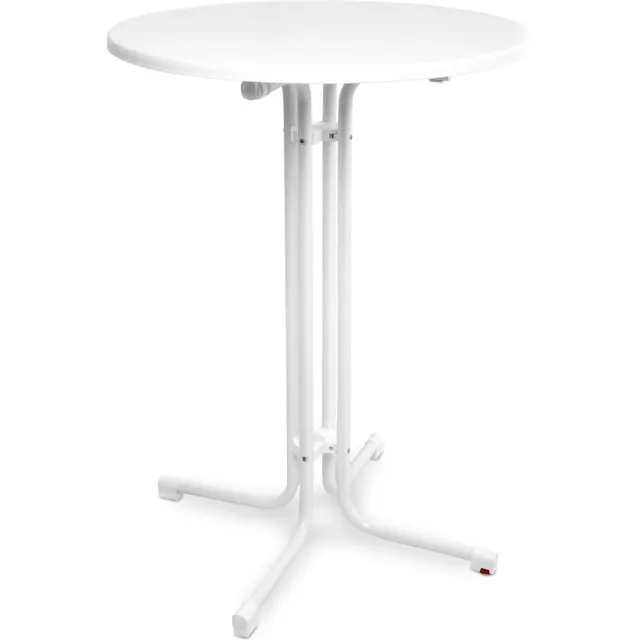 Beautissu Sylt - Statafel 80 cm wit rond inklapbaar tafel - outdoor geschikt weerbestendige vouwtafel - eettafel hittebestendigheid