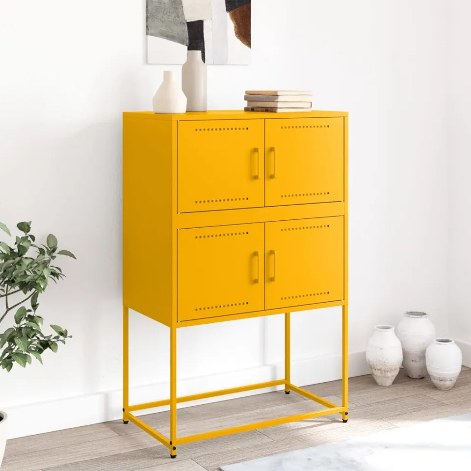 vidaXL Dressoir 68,5x38,5x107 cm staal mosterdgeel, foto 2