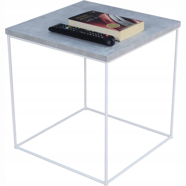 FutuStal Stijlvol - Draden Salontafel - Bovenblad Licht Beton - Wit Mat - Metaal Wit;Beton