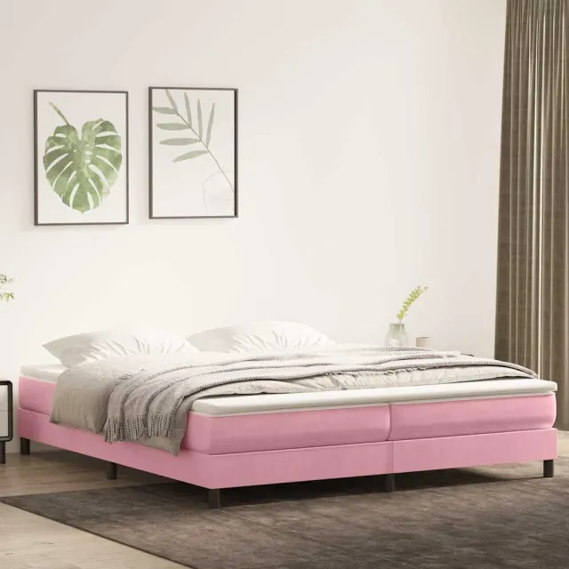 vidaXL Boxspring zonder matras fluweel roze 200x210 cm