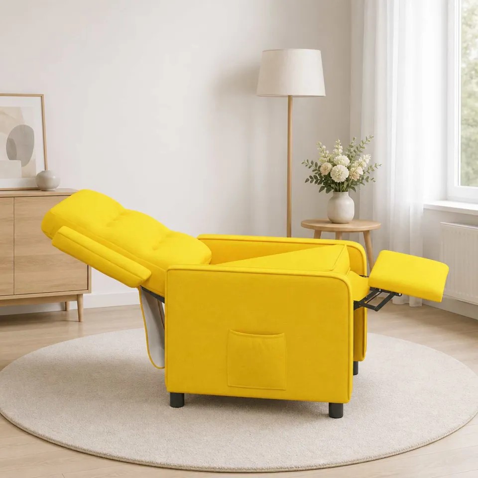 vidaXL Ligstoel Licht Geel 65 x 93 x 102 cm Stof, foto 3