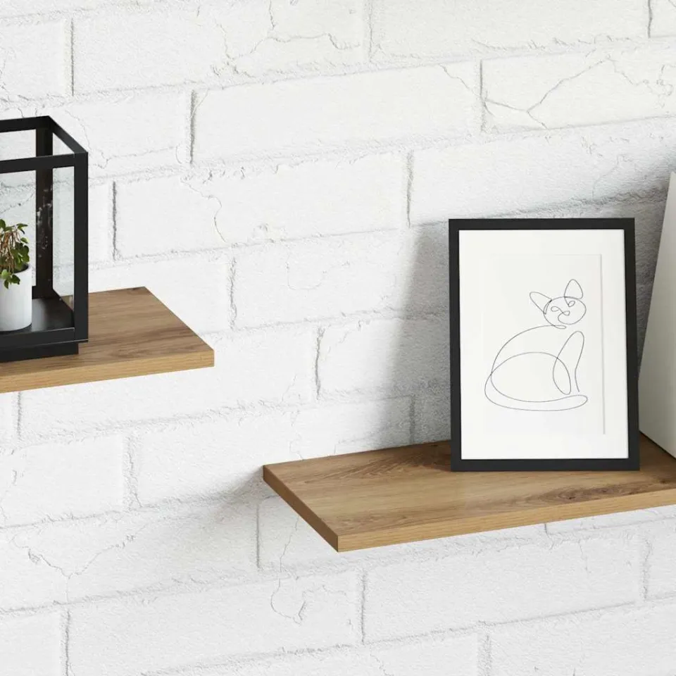 vidaXL Boekenplank Bord 3-laags 4 st 80 x 20 x 1,5 cm Bewerkt hout bruin, foto 4