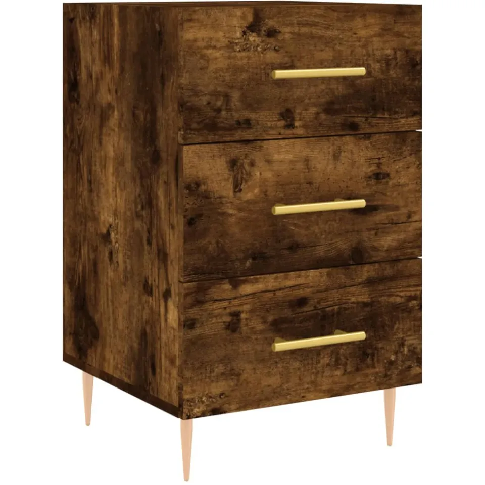 vidaXL Nachtkastje 40x40x66 cm bewerkt hout gerookt eikenkleurig, foto 3