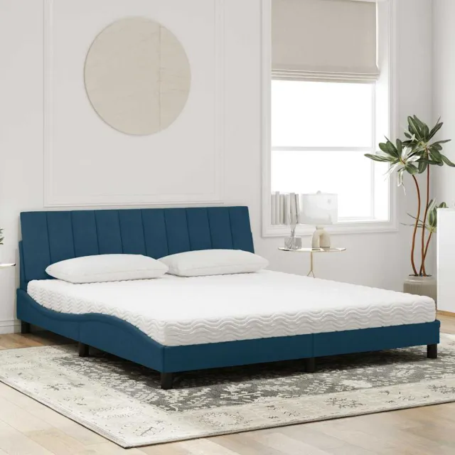 vidaXL Bed met matras "Hanko" fluweel blauw 180x200 cm