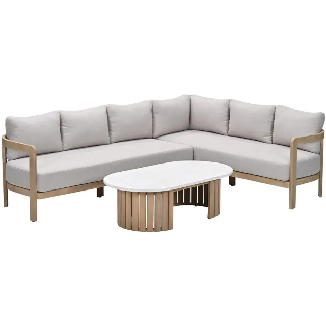 Garden Impressions Sirocco loungeset 3-delig rechts - acacia - grey sand Bruin