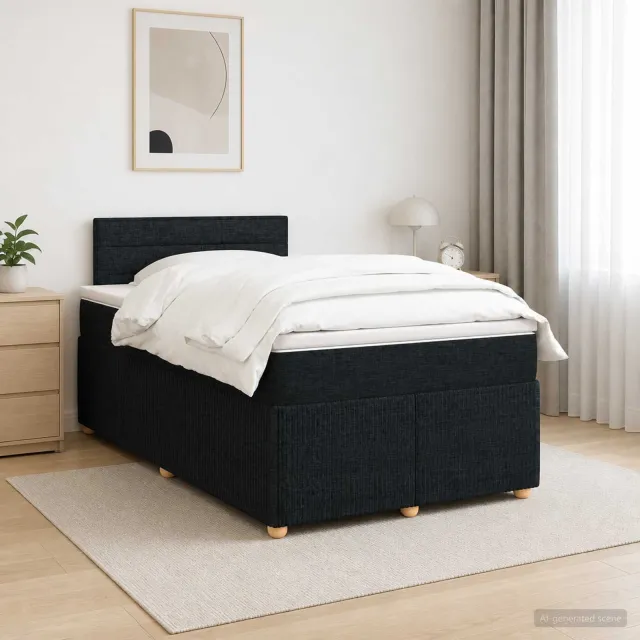 vidaXL Boxspringbed met matras met hoofdeinde Zwart 120 x 190 cm Stof