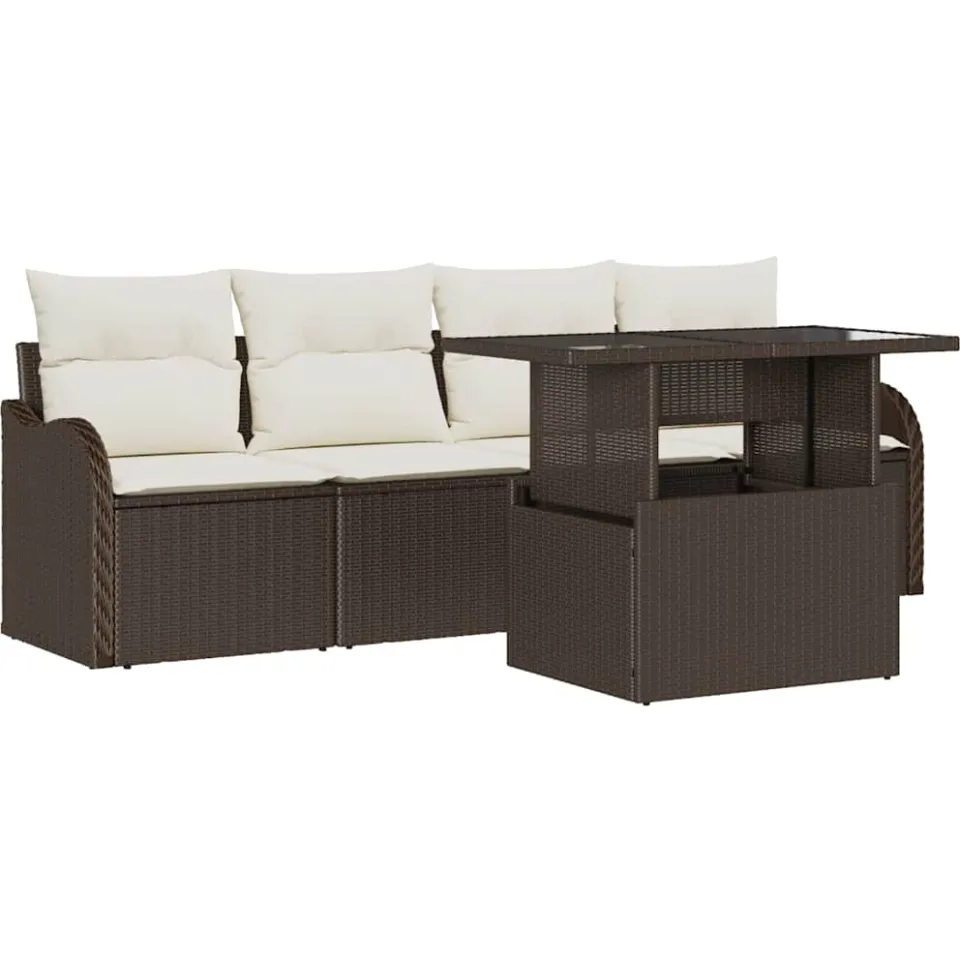 vidaXL Tuin Sofa Set 5 st Bruin Poly riet, foto 4