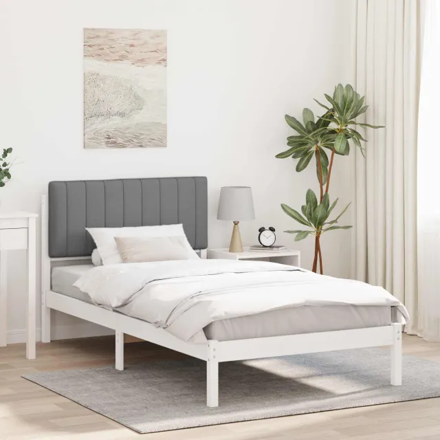 vidaXL Bedframe met Gevoerd Hoofdgedeelte Lichtgrijs 100 x 200 cm